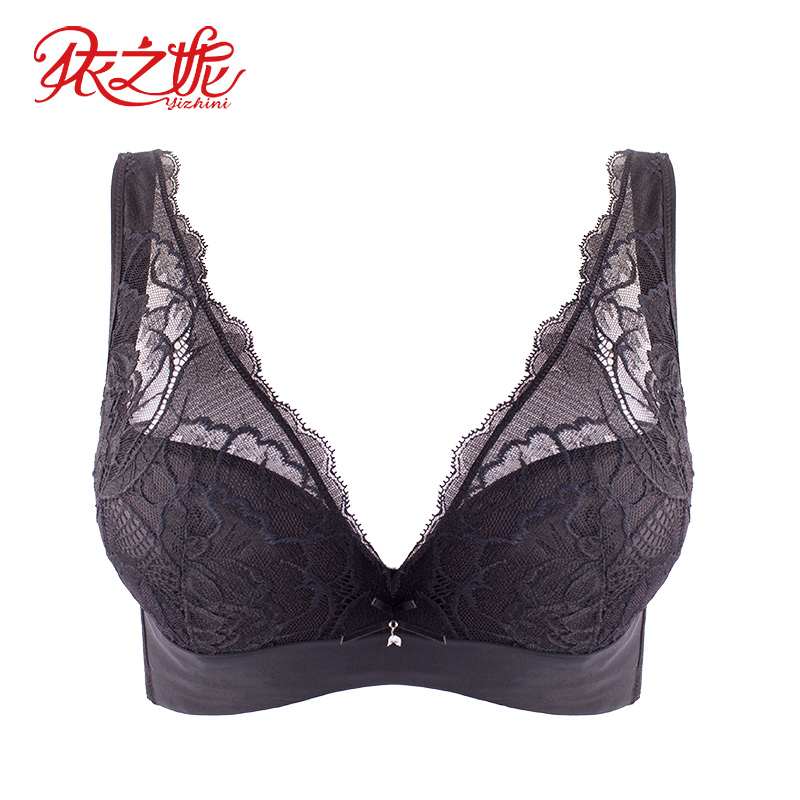 依之妮正品内衣性感聚拢蕾丝全罩薄款文胸4排扣软钢圈女文胸493b2