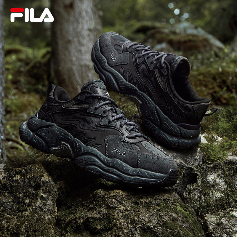 FILA 斐乐官方男鞋蕨草鞋FERN秋款时尚复古老爹鞋轻便舒适运动休闲鞋 阴影灰/黑-DB 42