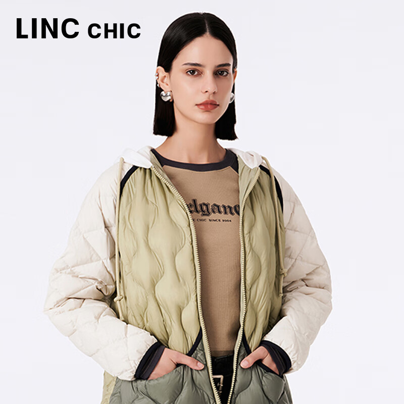 金羽杰秋季新款轻薄羽绒服女短款连帽直筒休闲反季羽绒衫女士Y23802179 秋叶绿 XS 适合120斤以下