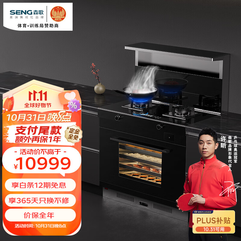 森歌SENGD5ZK集成灶 集成蒸烤一体机 蒸箱烤箱 蒸烤箱一体灶 家用抽油烟机燃气灶一体式套装 天然气