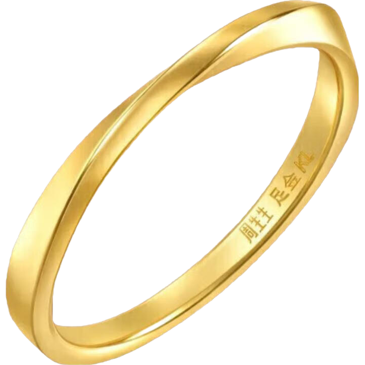 周生七夕礼物莫比乌斯黄金戒指 亮面情侣对戒 93863R计价 07圈1.75克 1931.61元