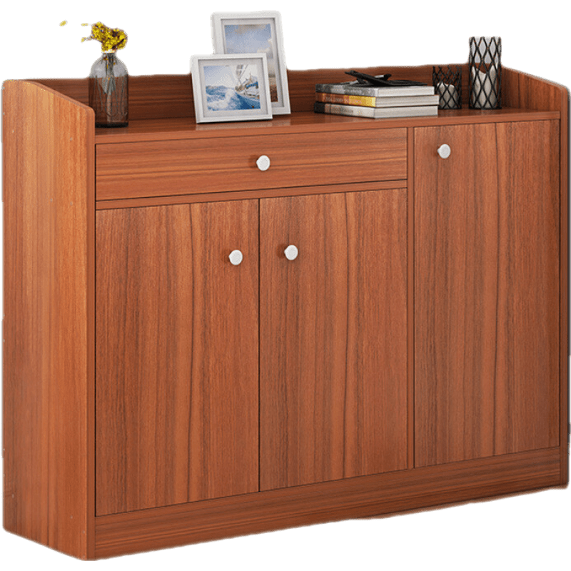 班奇盾 鞋柜家用门口玄关柜阳台储物柜仿经济型大容量简约现代鞋架子 古檀木三门一抽102.4×32×100 宽敞台面 多元置物