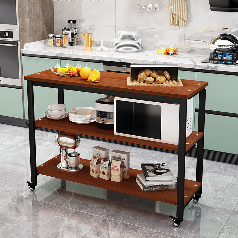 可移动家用厨房切菜多功能操作台 可移动切菜桌厨房置物架带刹车滚轮