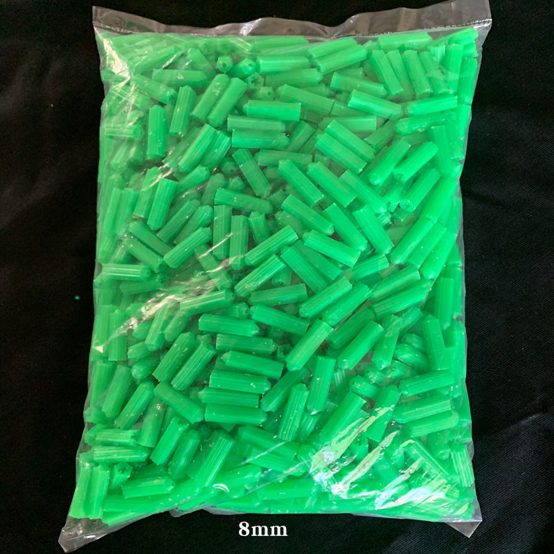 绿色膨胀管塑料螺丝胶塞墙塞涨塞6mm胀塞胶粒 8mm1000个