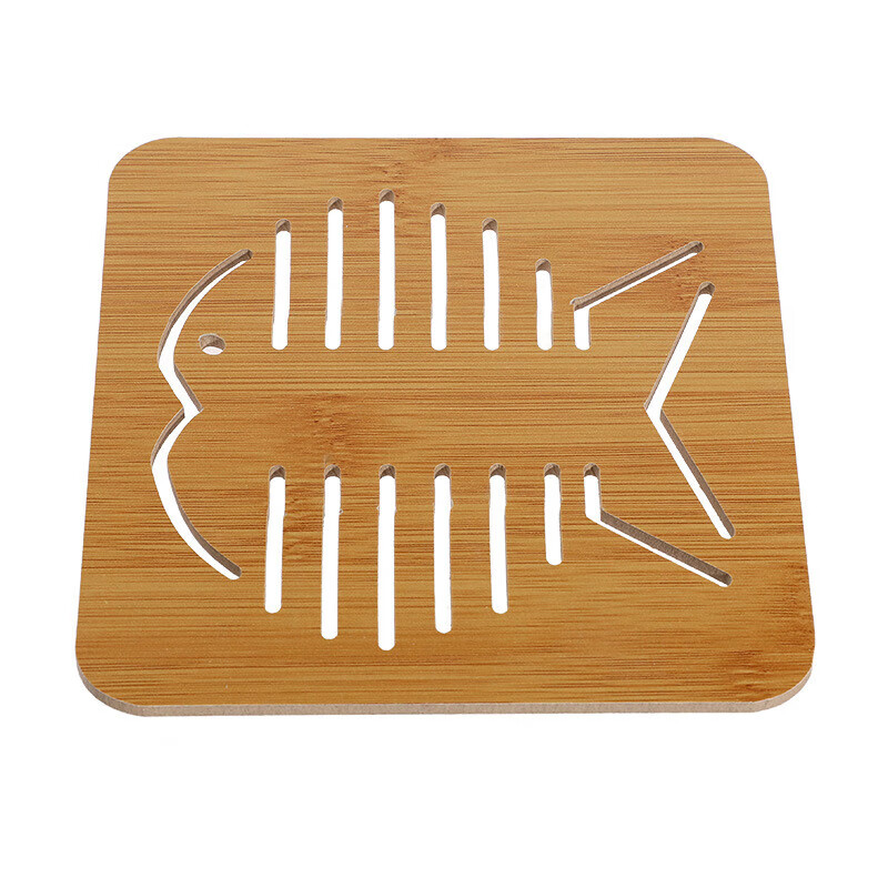 家木质卡通隔热垫餐桌垫防滑锅垫创意可爱垫子茶杯垫碗垫杯垫 大鱼骨