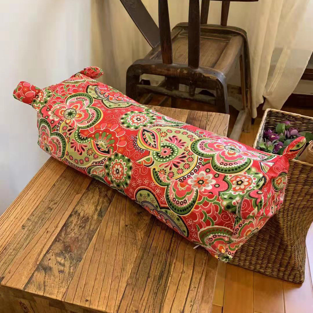 粗布老虎 枕头 荞麦填充 可拆洗 粉红色 虎头枕