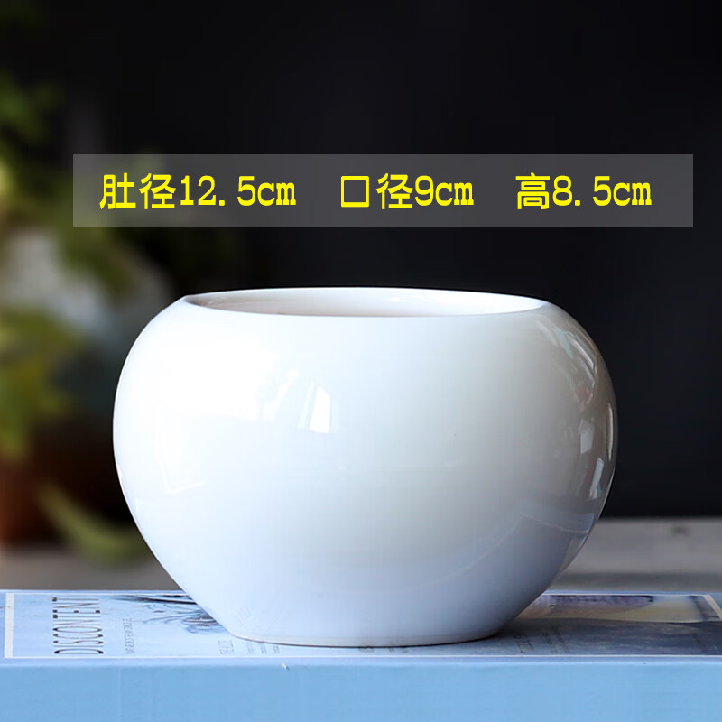 大圆球花盆陶瓷清仓大号简约个性家用绿萝吊兰多肉蝴蝶兰托盘 单个