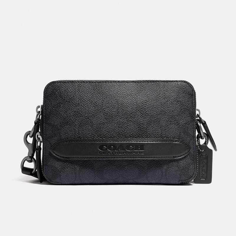 【正店款】coach蔻驰男包 经典老花 charter 时尚休闲商务手拿包 黑