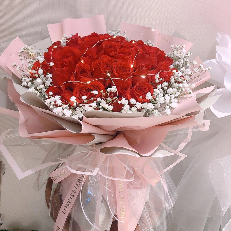 鲜花兴新年鲜花速递33朵玫瑰花束礼盒送女生生日礼物全国同城花店配送