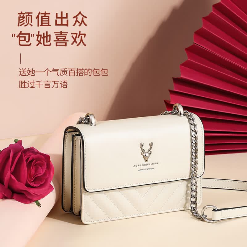 CUADEN KLLIATM轻奢包包女款一鹿有你单肩包斜挎包生日新年情人节礼物送女友老婆 【米白色】-全国七仓直发 2025高级感女生包实用走心送妈妈