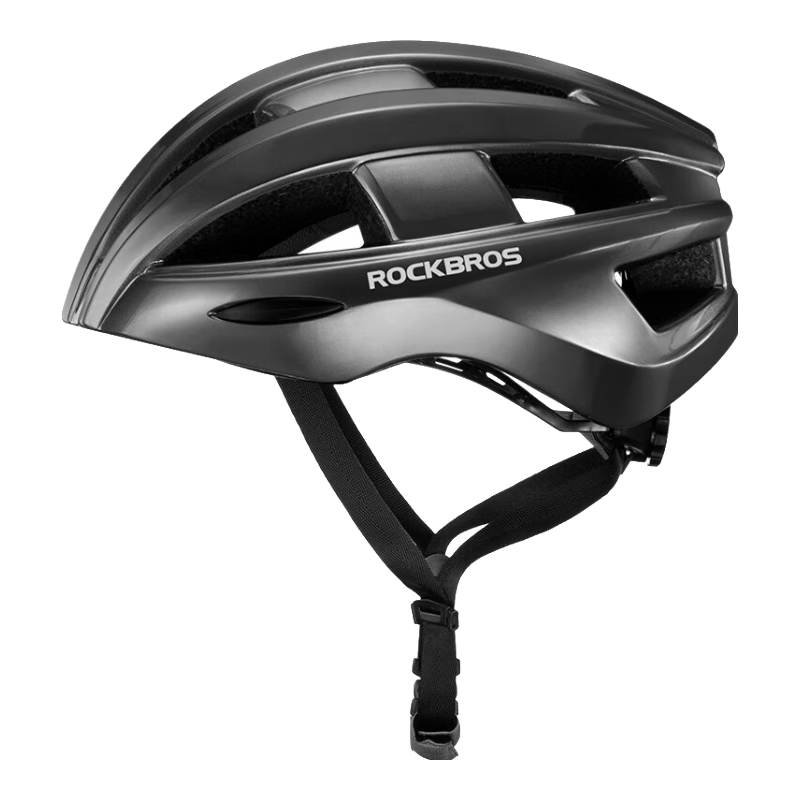洛克兄弟（ROCKBROS） 自行車騎行頭盔一體成型山地車公路自行車頭盔騎行裝備男女 鈦色(升級(jí)尾燈款)
