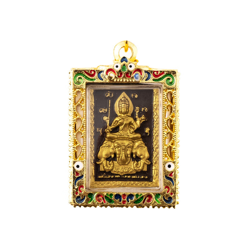 t&u泰国佛牌四面牌正longpo坤骑象四面牌吊坠佛系牌项链盒子包壳 描金