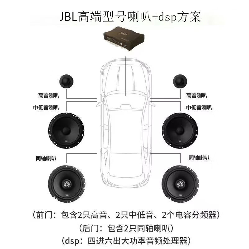 靠森（Kaooseen）卡羅拉 JBL汽車?yán)忍撞?6.5寸兩分頻喇叭套餐 原位無(wú)損安裝 喇叭+JBL哈曼dsp 送喇叭墊圈 低音線束 dsp線