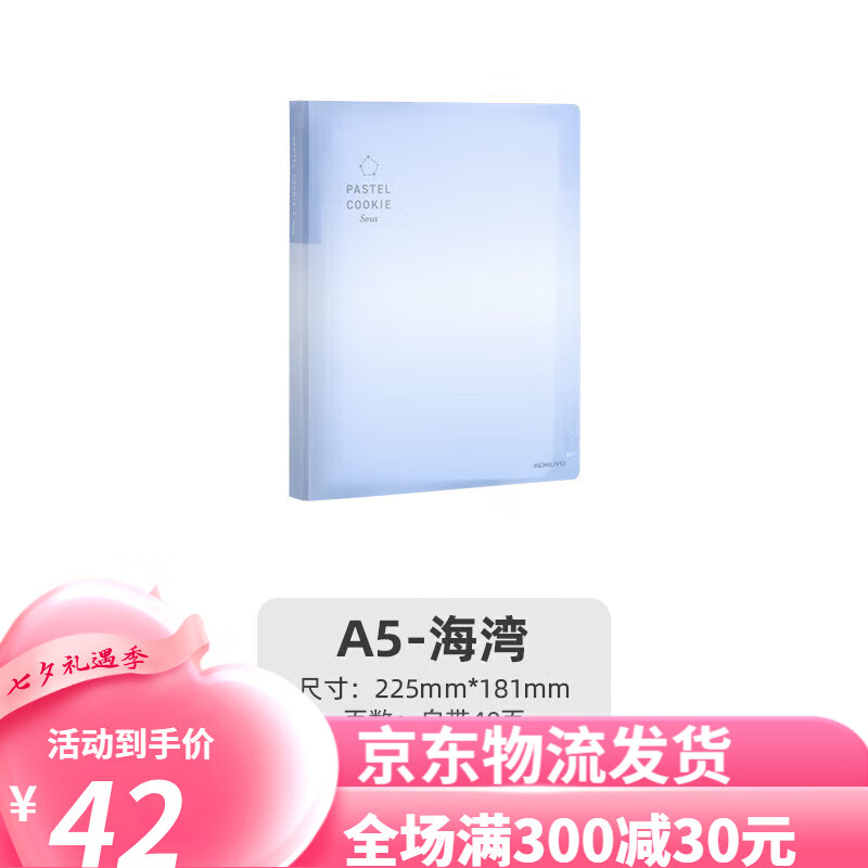 国誉（KOKUYO）kokuyo国誉活页本A5淡彩曲奇可拆卸日记本大容量高 【A5-40张】海湾