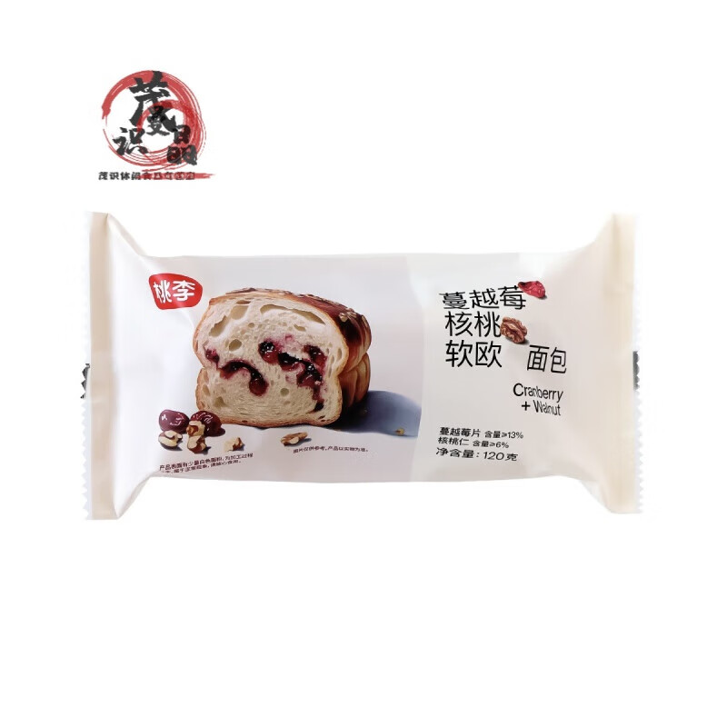 食芳溢桃李蔓越莓核桃软欧面包120g早餐即食 蔓越莓核桃软欧面包*1袋