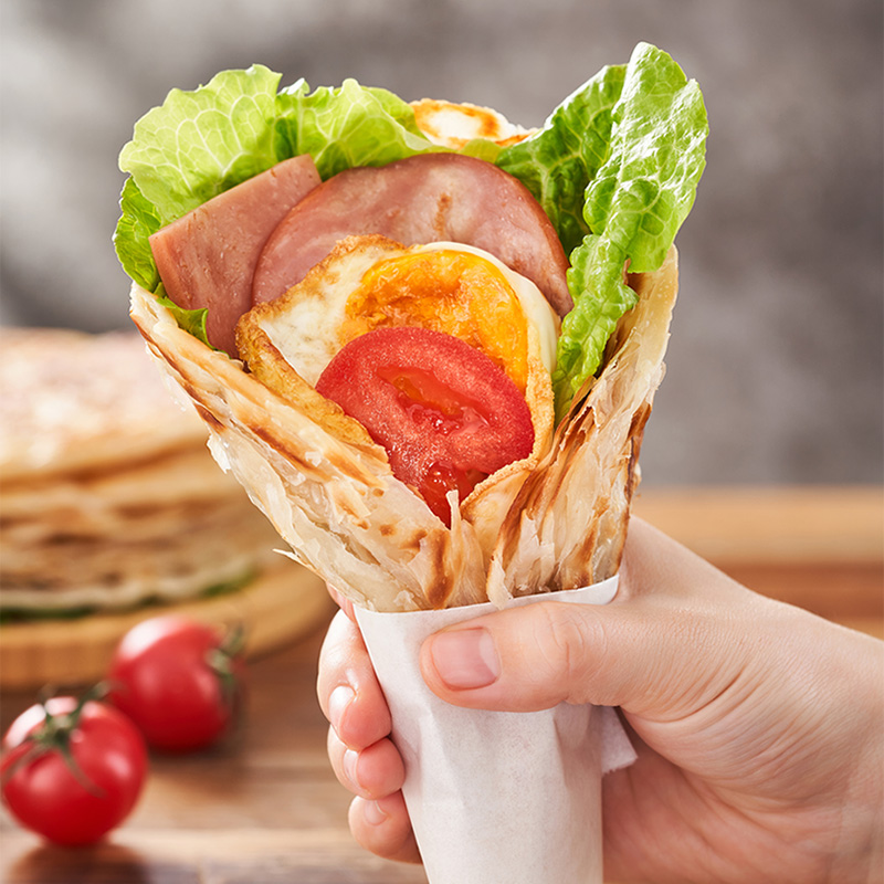 tlxt手抓饼原味家庭装早餐家用 100克40片40个纸袋 5包番茄酱