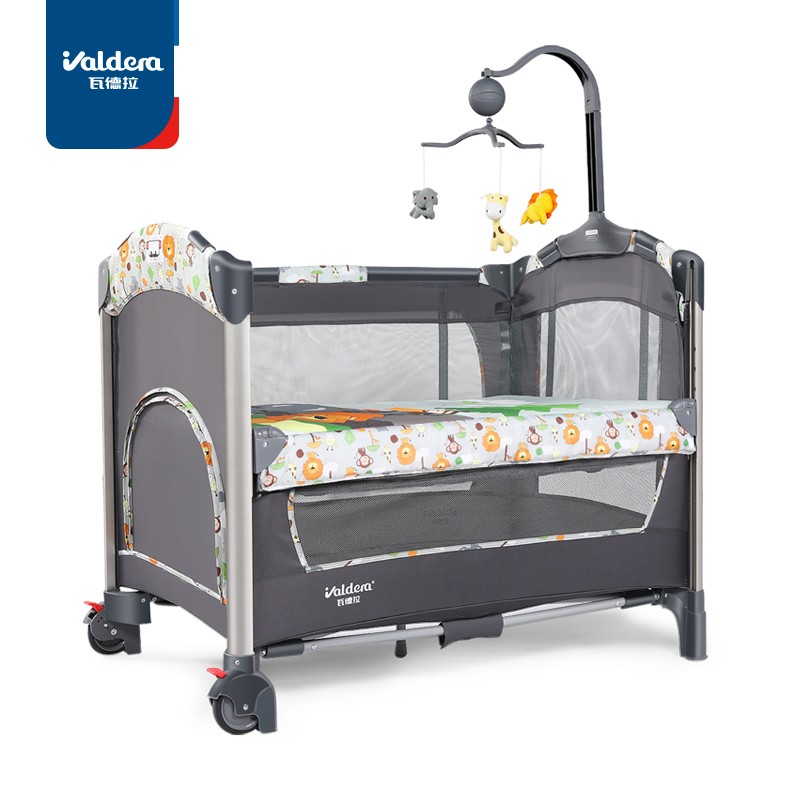 VALDERA（瓦德拉）折叠婴儿床 多功能儿童床拼接床便携式可移动宝宝摇篮床 9010卢卡狮豪华款