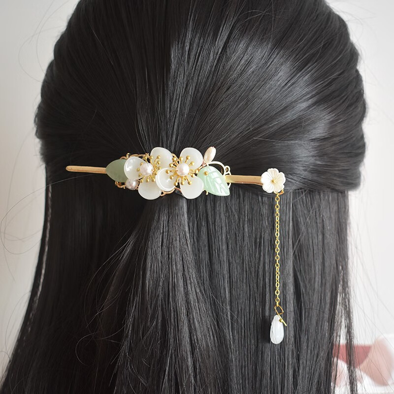 铭闽中国风束发簪古风后压发冠日常旗袍发饰超仙汉服流苏头饰盘发饰女