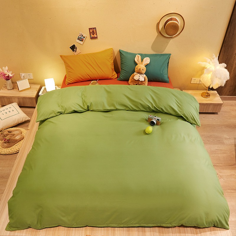 無印良品 纯色简约床单式四件套 亲肤柔软套件 床上用品4件套Zz 豆绿橙红 200*230cm床单款四件套