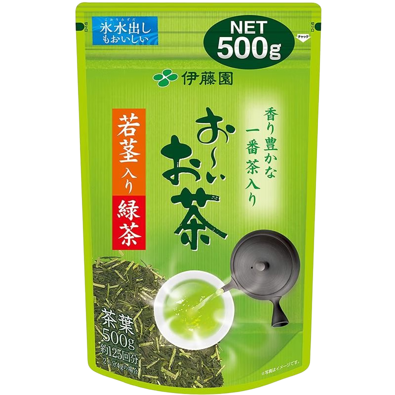 伊藤园（ITOEN）抹茶茶叶茶粉茶饮 新鲜采摘精心制作 口感好色泽好香气好 幼芽幼茎绿茶500g