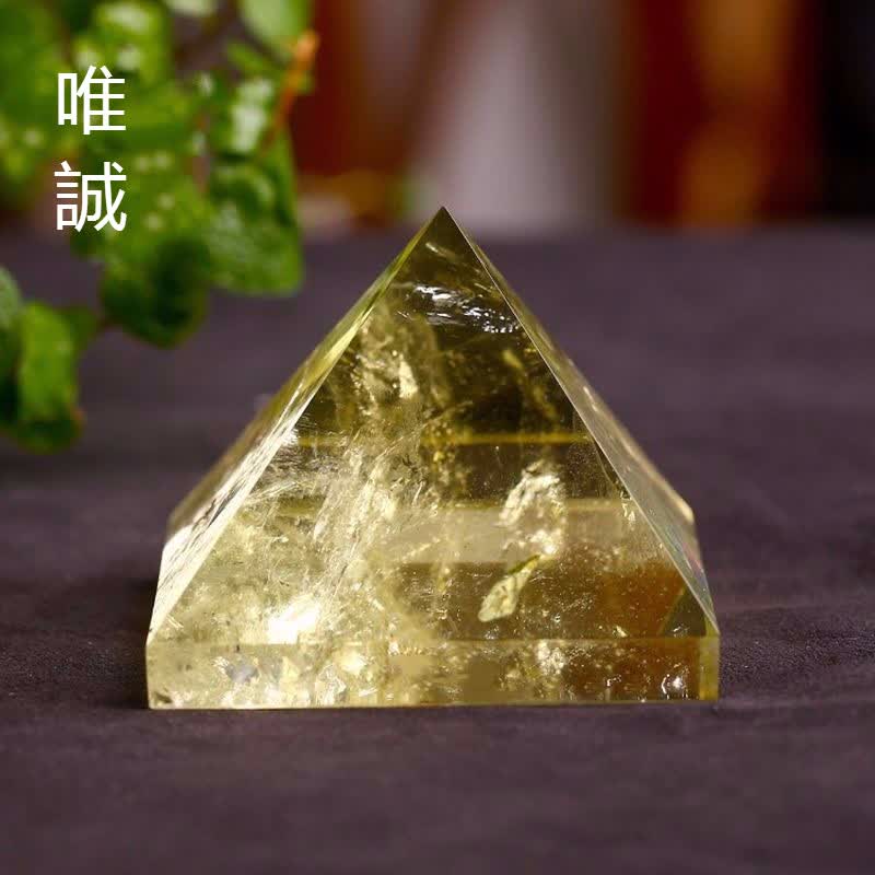 唯誠 天然黄水晶金字塔原石摆件财富能量发生器灵修打坐供佛堂冥想