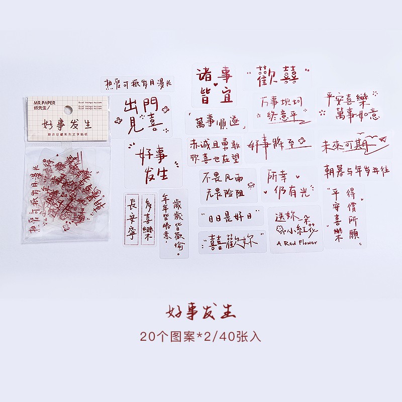 玩控 手帐贴纸 期许珍藏pvc防水手账贴纸装饰小图案励志文字标签手帐