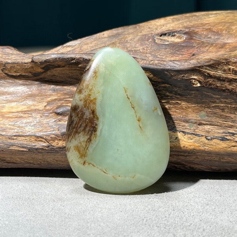 甘夏 新疆和田玉青玉翠青秋梨皮聚皮籽料原石挂件料原籽老熟手把件