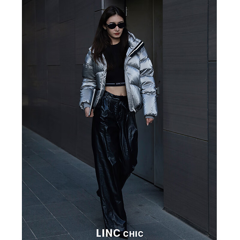 金羽杰明星同款冬季新款泡芙羽绒服女装短款轻暖大红色面包服Y23601238 耐久银灰 XS 适合120斤以下