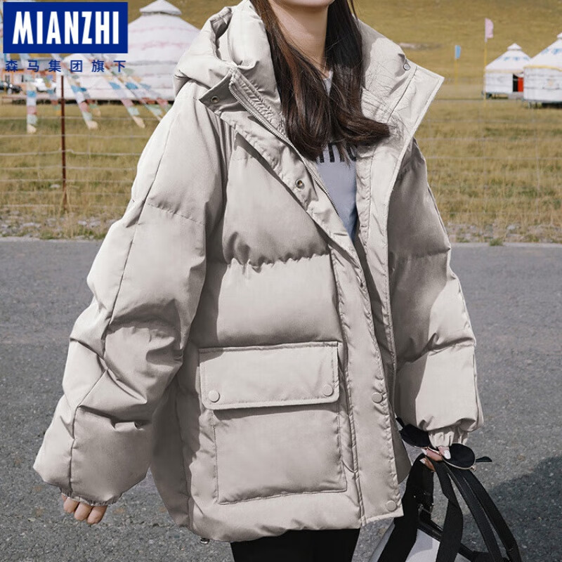 棉致森马集团旗下棉致新国标服女常规款外套冬天女装2022新款女连帽宽 白色 XL_130-150