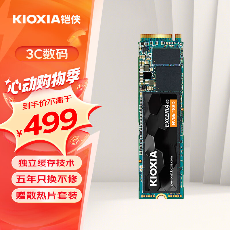 铠侠（Kioxia） RC20 固态硬盘m.2接口台式机笔记本电脑硬盘nvme协议独立缓存 SSD RC20系列  1T  (缓存1G）