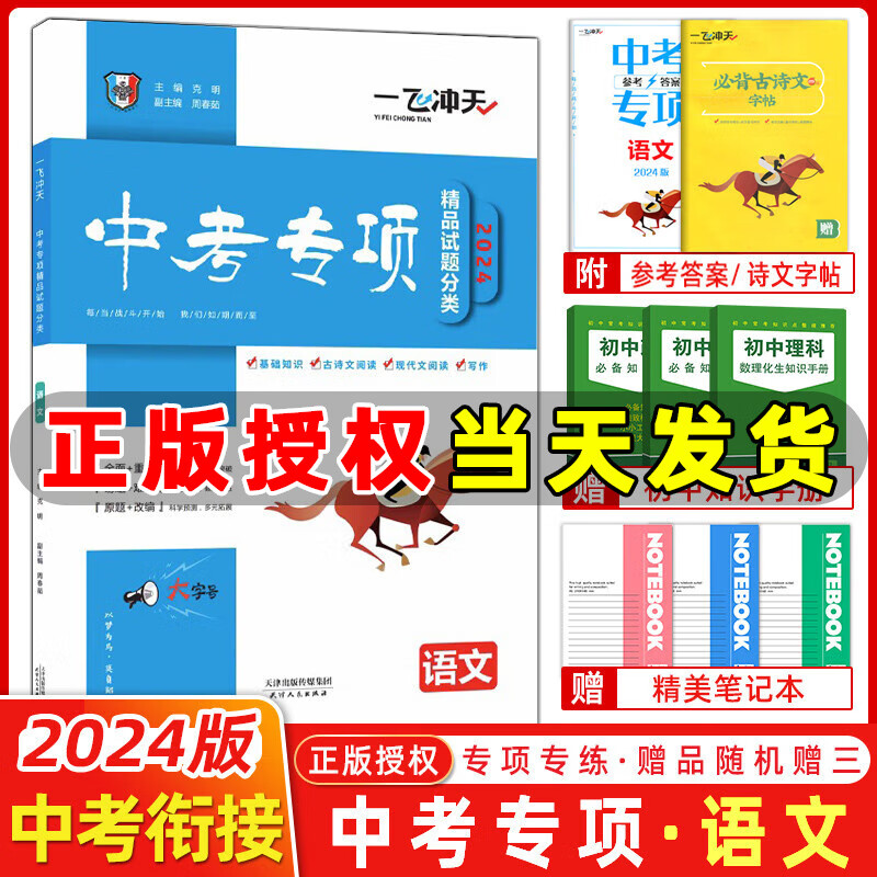 自选】2024版一飞冲天中考模拟试题汇编语文数学英语物理化学历史道法七八九年级总复习天津2024一飞冲天中考专项训练真题模拟训练 【2024版】中考专项专项 语文
