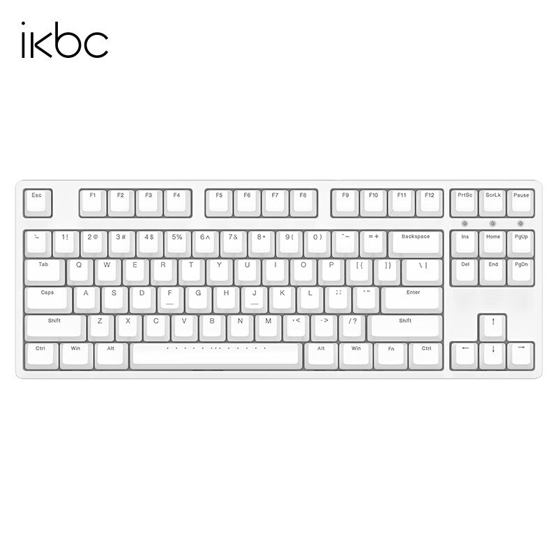 ikbc粉色键盘机械键盘无线键盘C87C104樱桃键盘办公游戏cherry轴樱桃机械键盘自营pbt W200白色无线2.4G87键 茶轴