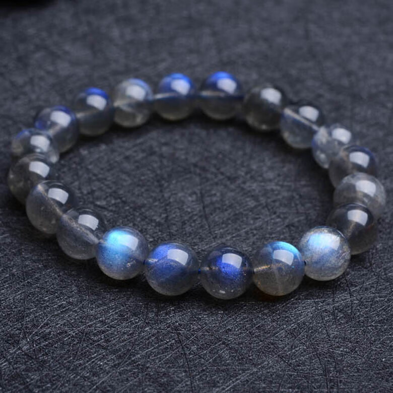 瓶凡依昌天然水晶唯美灰月光石手链单圈幽幽蓝光9.8mm甜美款手串