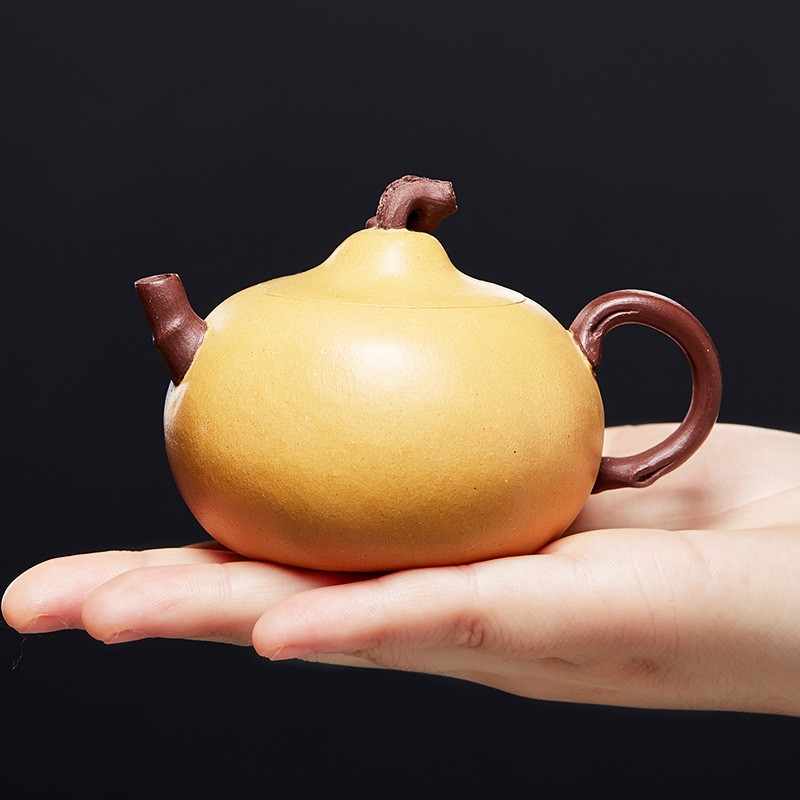 尊壶 宜兴紫砂壶手工茶具泡茶壶国工李静作品仿生葫芦原矿收藏茶器