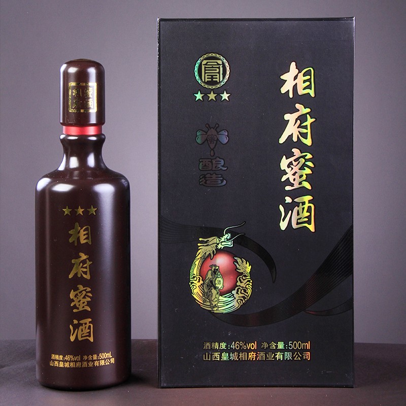 皇城相府 纯蜂蜜酿造 蜂蜜蒸馏酒 蜜香型白酒 46度相府蜜酒三星 500ml