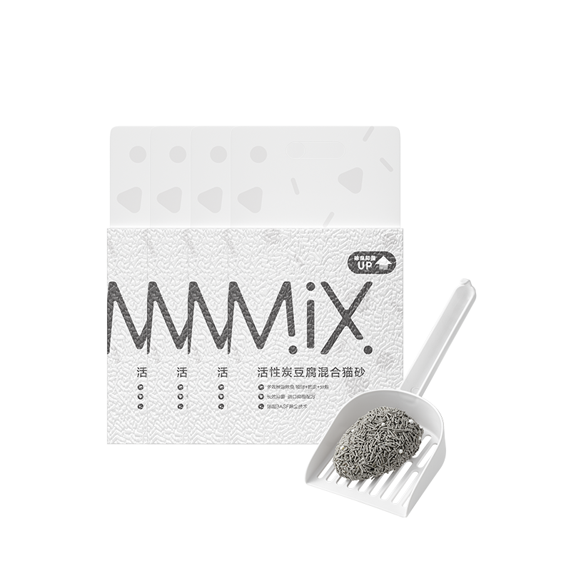 网易严选活性炭豆腐猫砂除臭易结团进口钠基矿石膨润土混合猫砂 2.5kg*4包