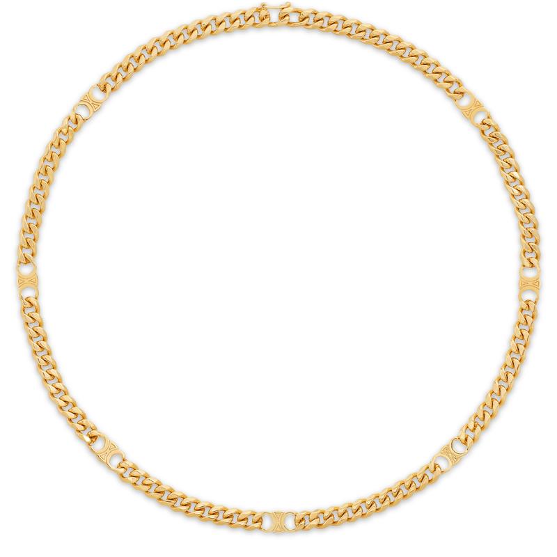 思琳(celine)七夕礼物 女士triomphesmallgourmette金色饰面黄铜项链