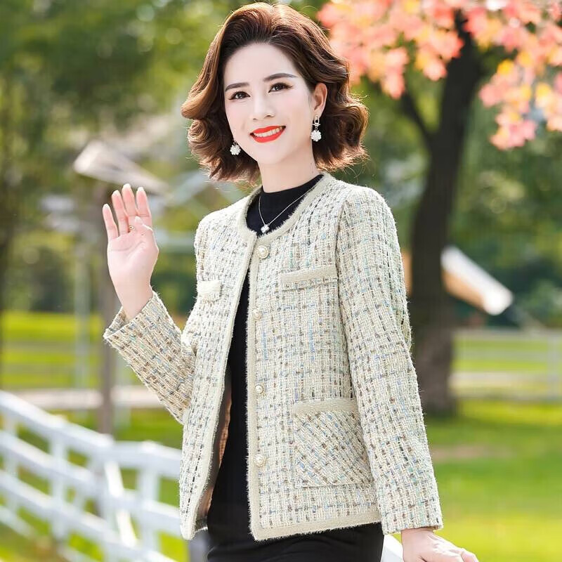 妈妈春装新款外套40岁50中年女装气质高贵中老年女装小香风衣服女