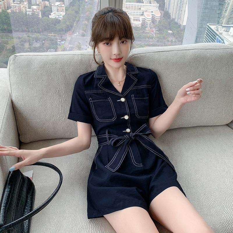 乔骏晟连体裤女夏装年新款显瘦连衣裤套装时尚小个子短裤气质女装潮