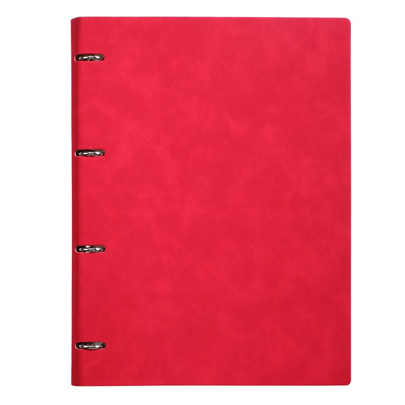 锦兔A4活页无扣笔记本商务记事本皮质会议工作记录本可拆卸内页定制印logo定做封面封皮外壳 红色