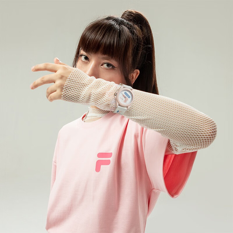 斐乐（FILA）手表女时尚石英表硅胶手表男女表情侣表初中高中学生运动生日礼物 草莓粉6113-025【数字刻度】 39mm