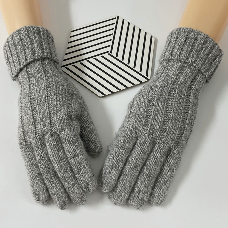 誠一集手套帽子围巾三件套男士围巾礼盒 毛线帽子围巾男保暖手套冬季 黑灰色 三件套