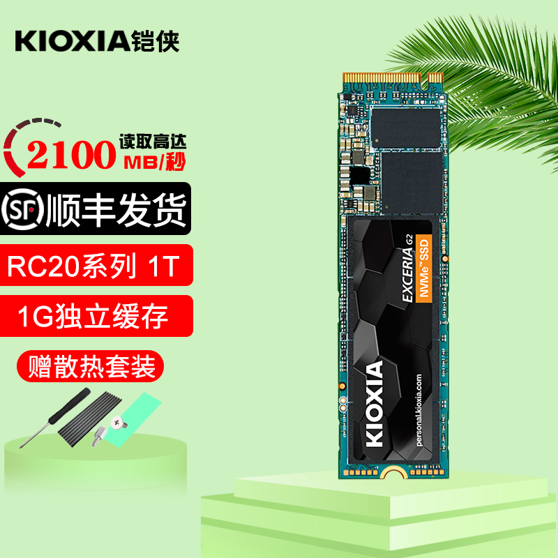 铠侠RC20 固态硬盘m.2接口台式机笔记本电脑硬盘nvme协议独立缓存SSD RC20 1T(缓存1G）