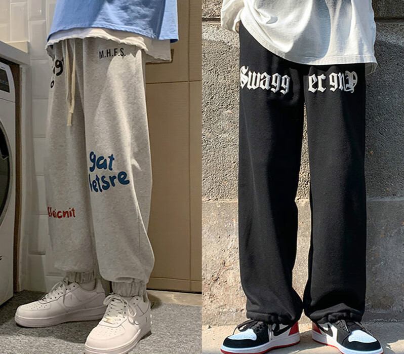 微胖男生裤子配高帮椰子鞋的大码男装夏季薄款男士直筒宽松款男裤休闲