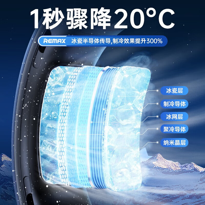 哲初挂脖风扇制冷空调便携式随身静音长续航挂脖子usb电风扇无叶风扇半导体制冷风扇懒人学生户外儿童 豪华款 冰雾蓝【续航48小时】5档智能变速冷风 半导体制冷仓-直降18°度-720°环绕冷风