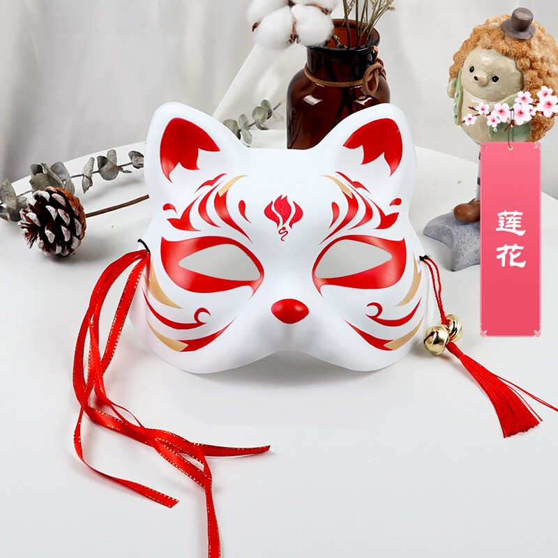 神孩子神明少女小狐狸面具网红九尾狐古风和服日式半脸动漫猫脸脸谱