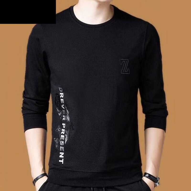 曼迪尚卫衣男秋冬季加绒加厚长袖T恤男士圆领打底衫保暖男装大码上衣服 Z字母-薄款 170建议115-135斤