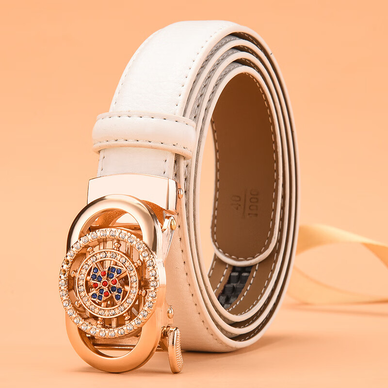 ai)网红同款女士皮带时尚百搭真皮时来运转腰带女韩版新款自动扣裤带