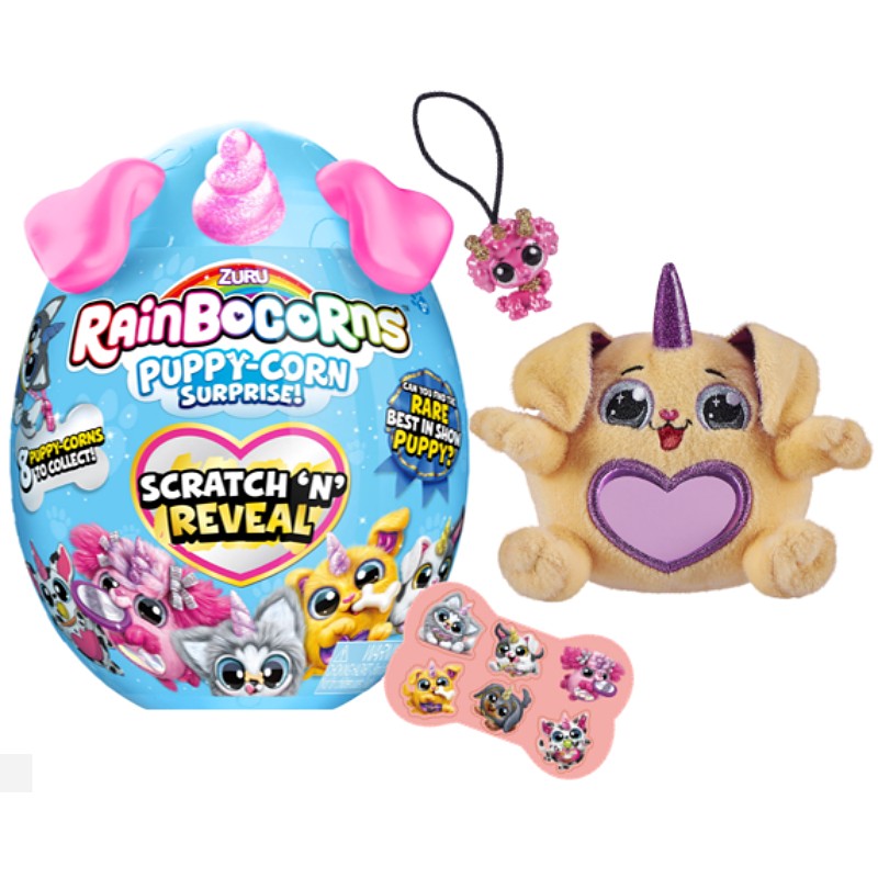 小伶玩具推荐zuru汪星人独角兽魔法蛋小狗萌宠盲盒女孩毛绒公仔 红色