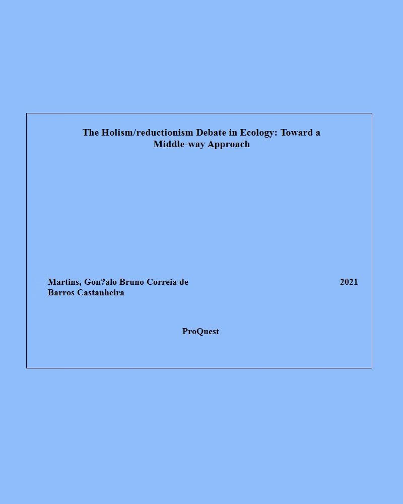 预订 国外英文学位论文the holism/reductionism debate in ecology